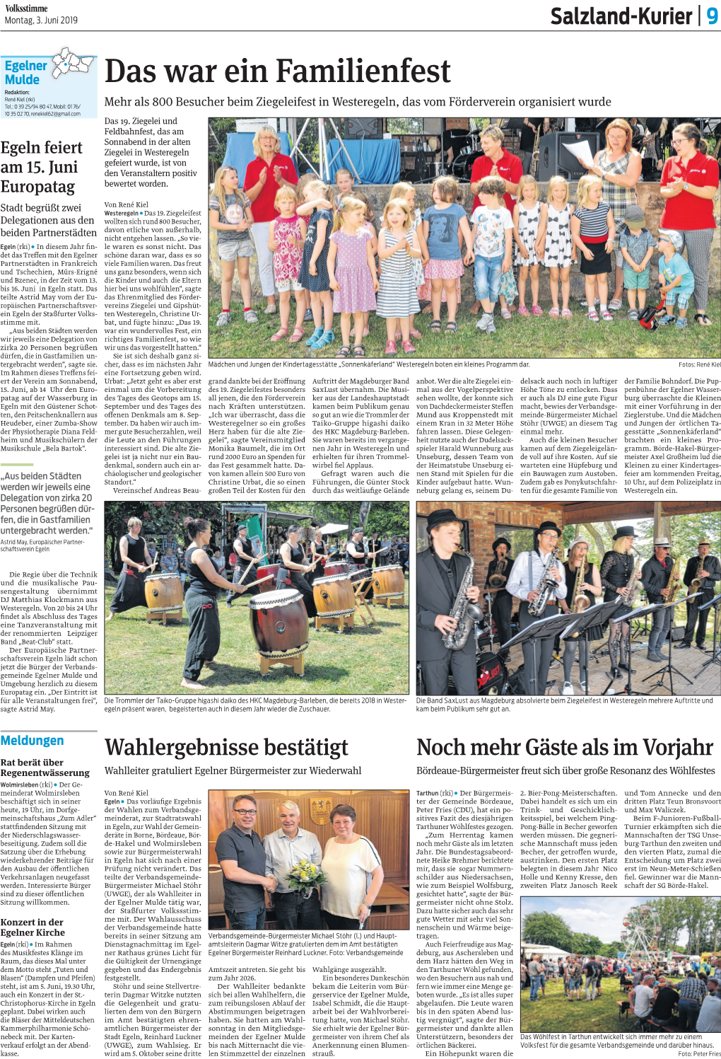 Volksstimme Salzland-Kurier Vom 03.06.2019