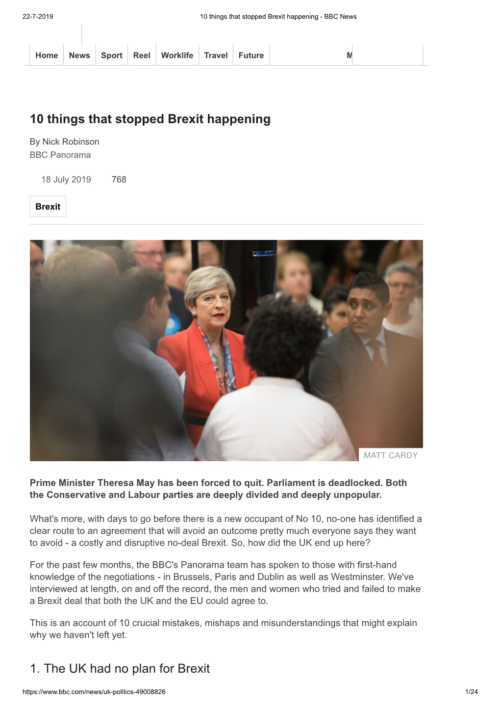 10 Things That Stopped Brexit Happening 1. the UK Had No Plan For