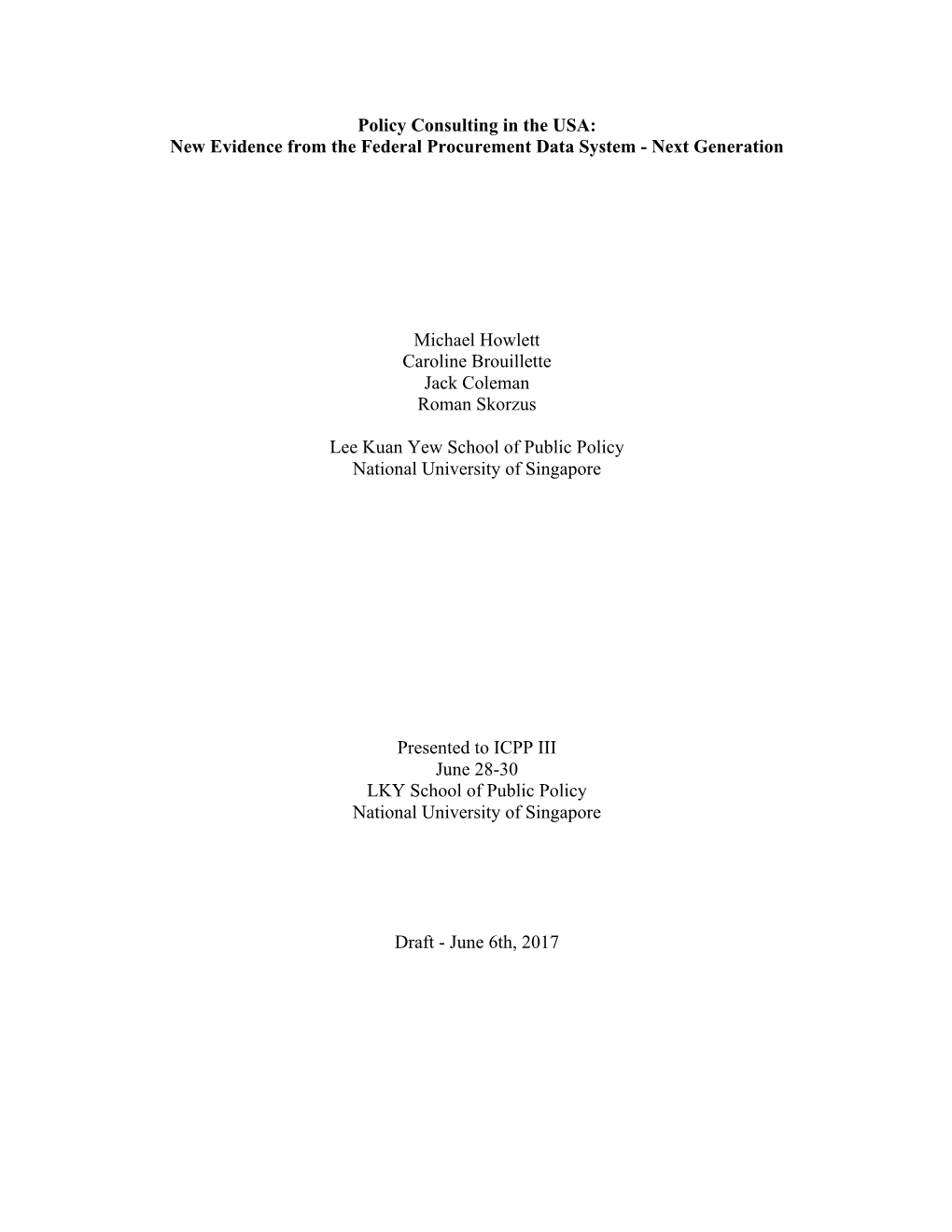 Policy Consulting in the USA: New Evidence from the Federal Procurement Data System - Next Generation