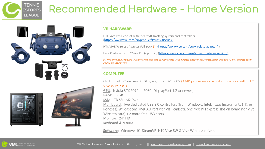 Recommended Hardware - Home Version