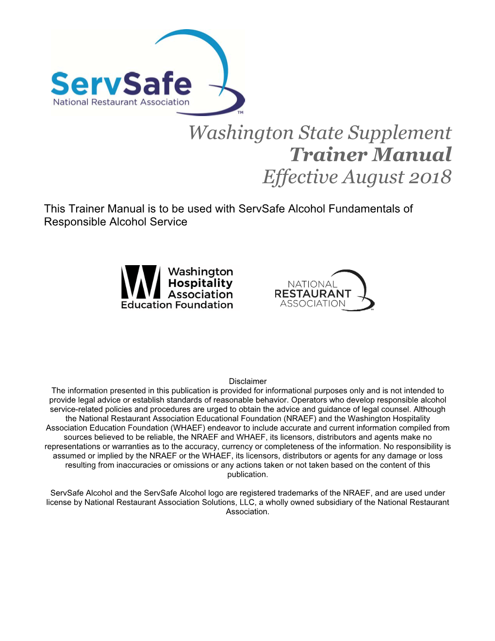 Washington State Supplement Trainer Manual Effective August 2018