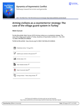 Arming Civilians As a Counterterror Strategy: the Case of the Village Guard System in Turkey