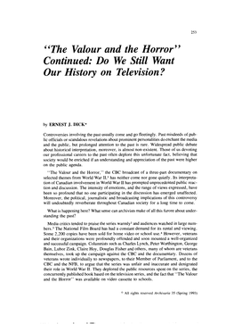 "The Valour and the Horror" Continued: Do We Still Want Our History on Television?
