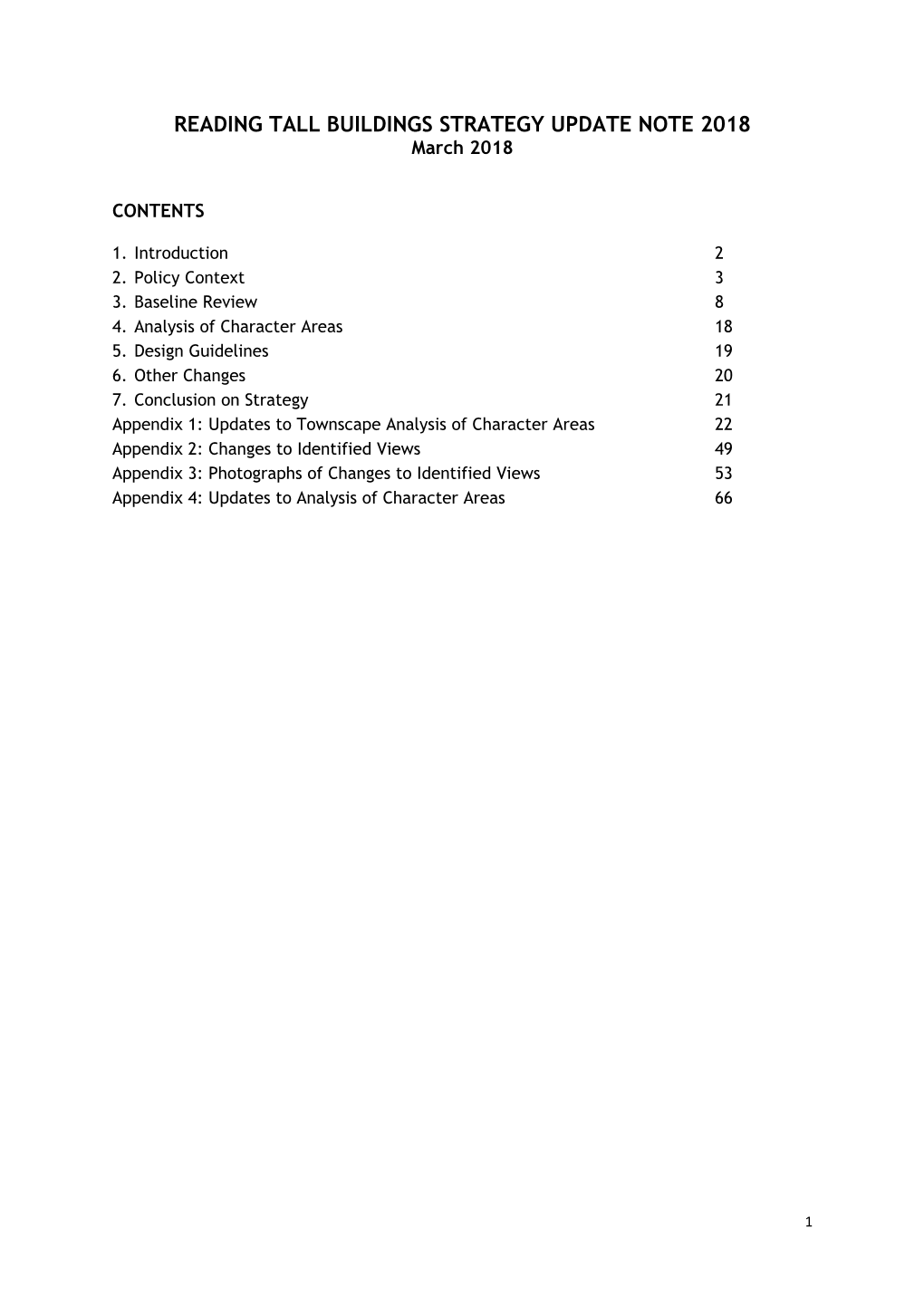 READING TALL BUILDINGS STRATEGY UPDATE NOTE 2018 March 2018