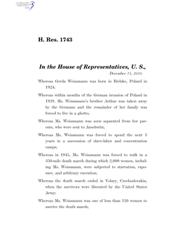 H. Res. 1743 in the House of Representatives, U