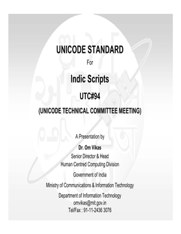 UNICODE STANDARD Indic Scripts