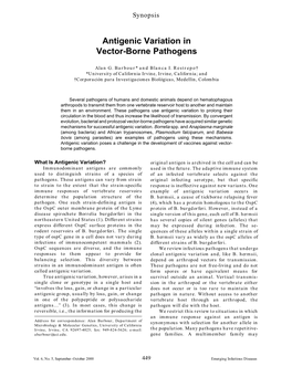 Antigenic Variation in Vector-Borne Pathogens