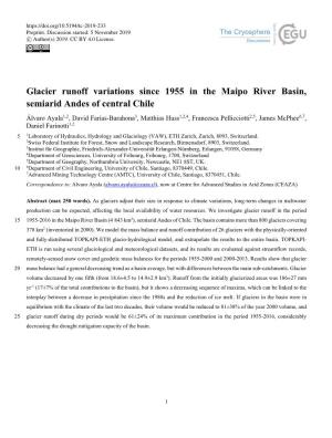 Glacier Runoff Variations Since 1955 in the Maipo River Basin