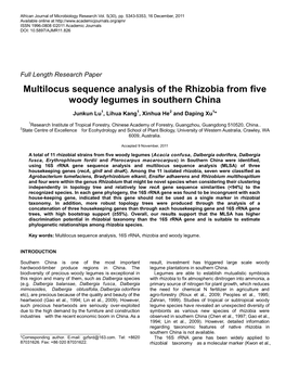 Multilocus Sequence Analysis of the Rhizobia from Five Woody Legumes in Southern China