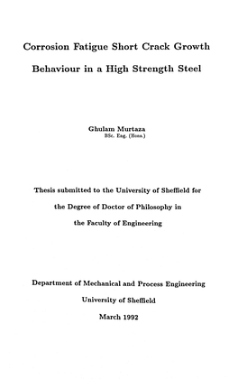 Corrosion Fatigue Short Crack Growth Behaviour in a High Strength Steel