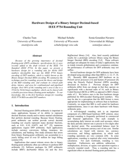 Hardware Design of a Binary Integer Decimal-Based IEEE P754 Rounding Unit