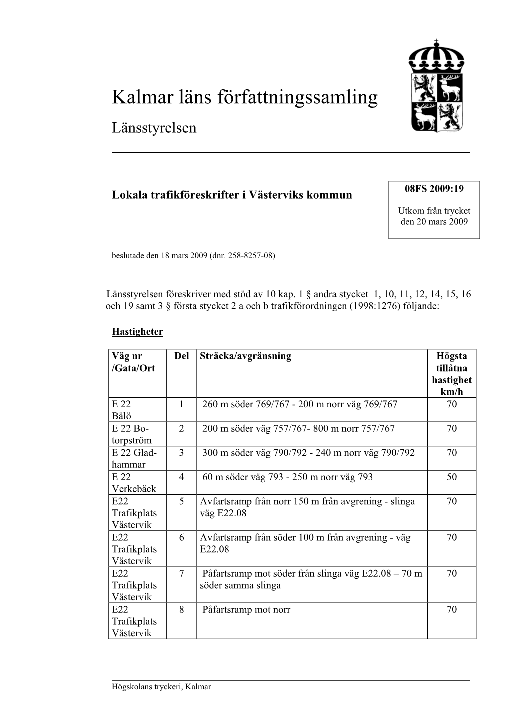 Kalmar Läns Författningssamling Länsstyrelsen