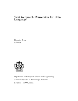 Text to Speech Conversion for Odia Language