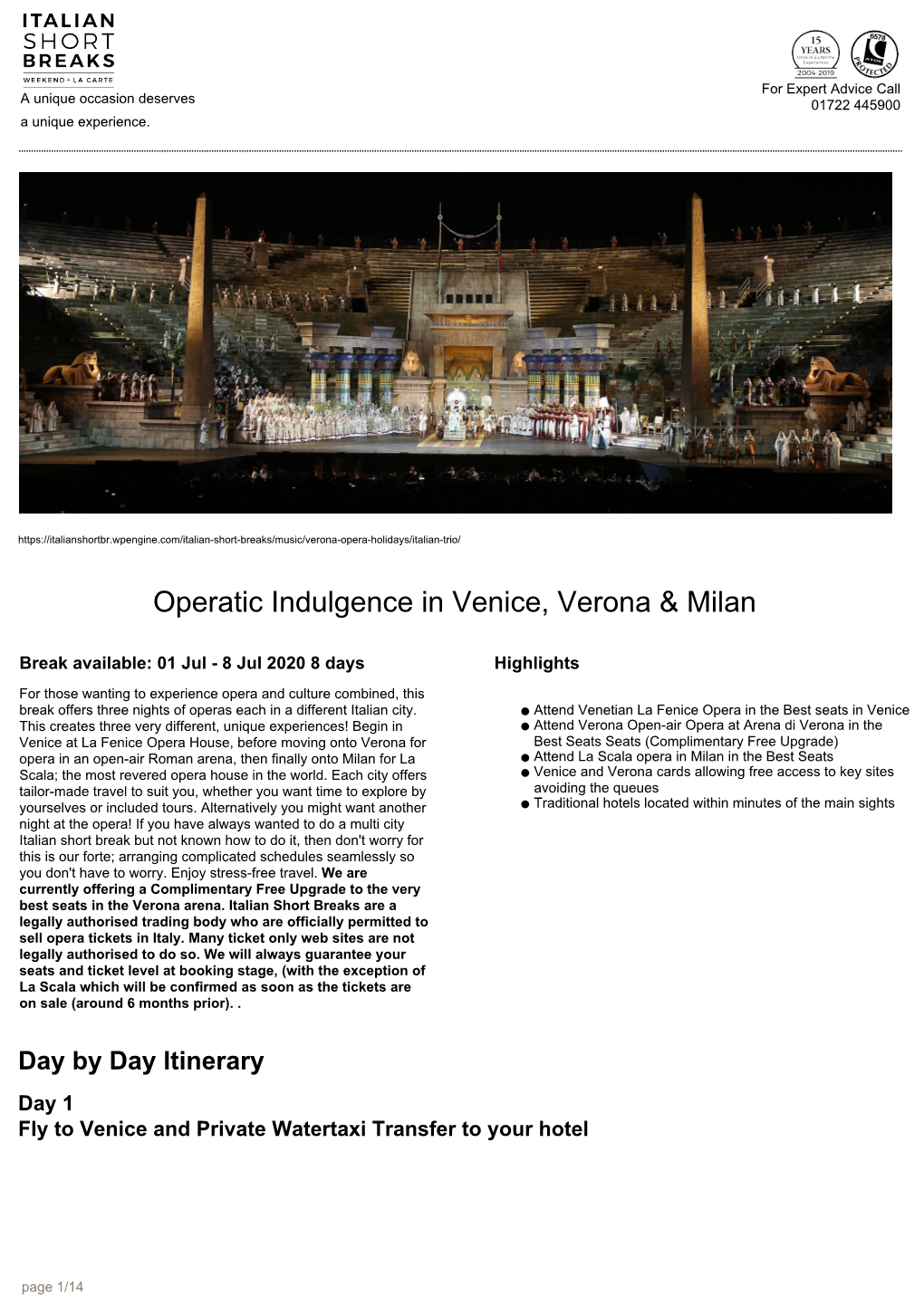 Operatic Indulgence in Venice, Verona & Milan