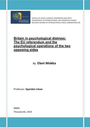 Britain in Psychological Distress: the EU Referendum and the Psychological Operations of the Two Opposing Sides