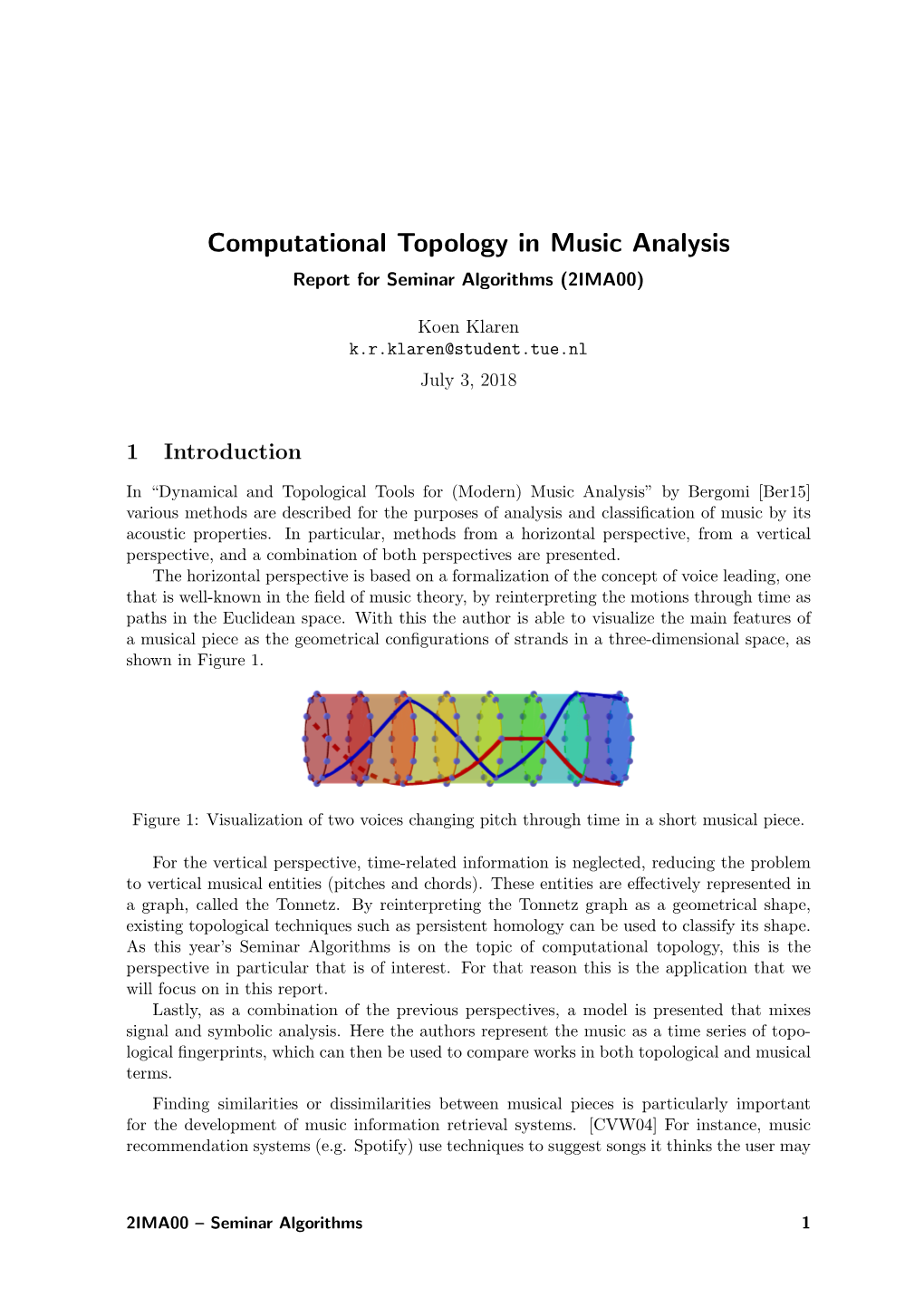 Computational Topology in Music Analysis Report for Seminar Algorithms (2IMA00)