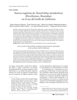 Nuevos Registros De Taractichthys Steindachneri (Perciformes, Bramidae) En El Sur Del Golfo De California