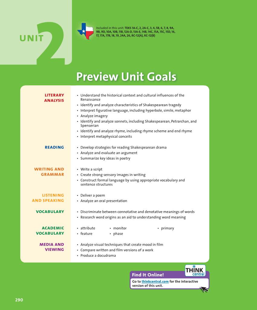 Preview Unit Goals
