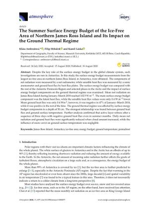 The Summer Surface Energy Budget of the Ice-Free Area of Northern James Ross Island and Its Impact on the Ground Thermal Regime