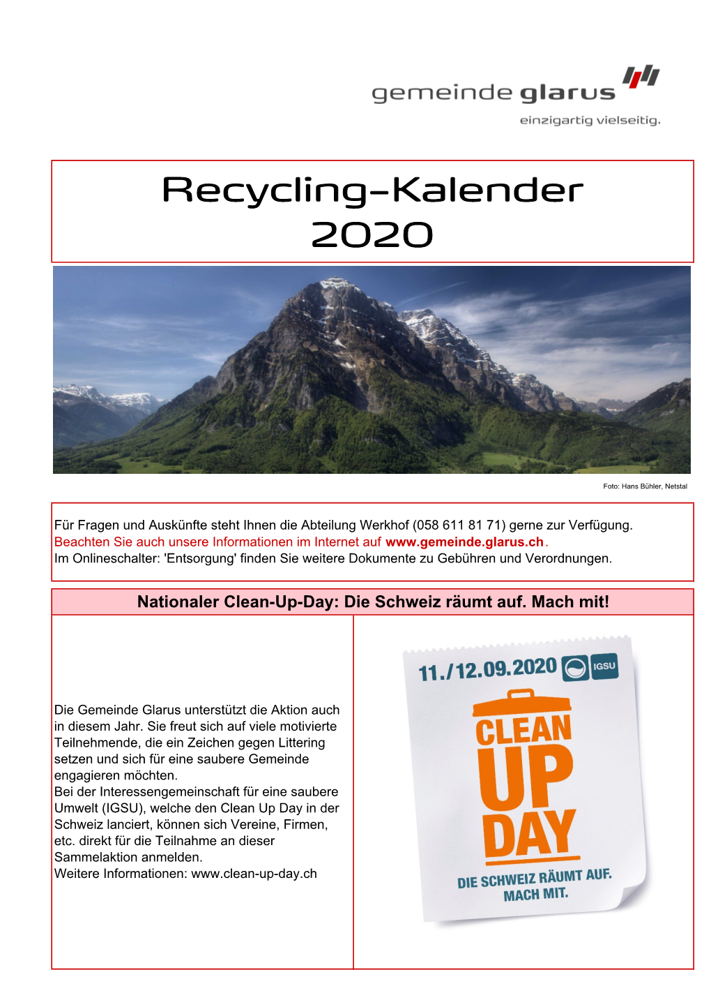 Recycling-Kalender 2020