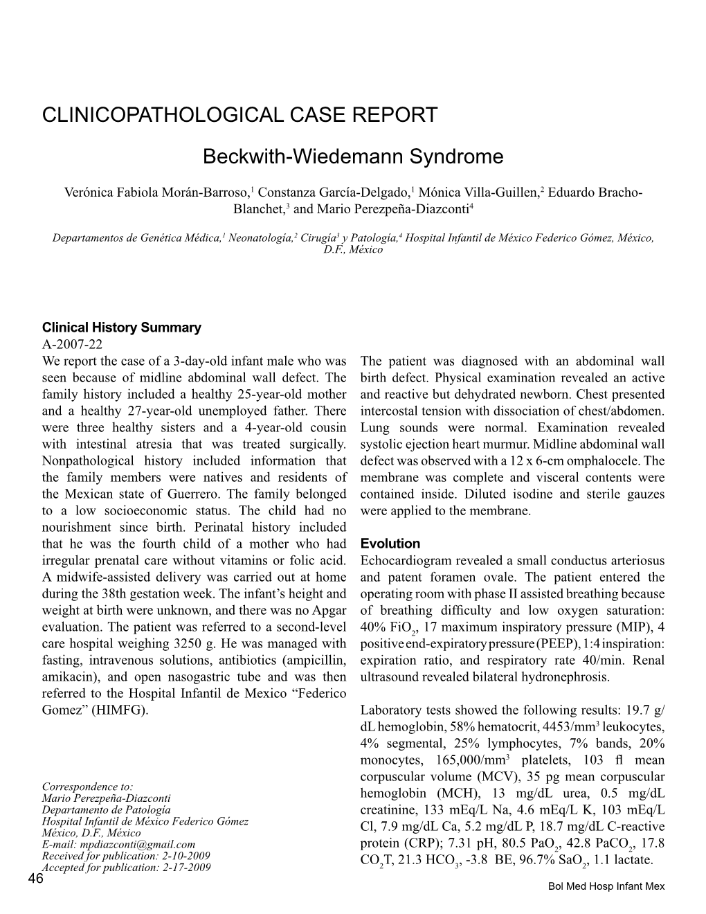 CLINICOPATHOLOGICAL CASE REPORT Beckwith-Wiedemann Syndrome