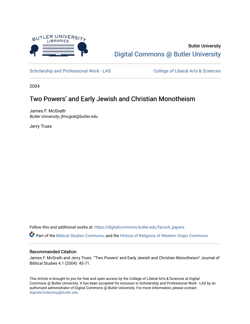 Two Powers' and Early Jewish and Christian Monotheism