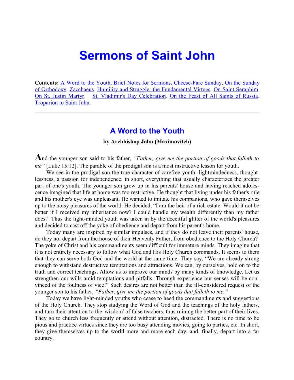 Sermons of Saint John