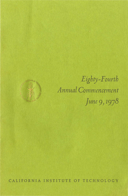 E Ighty-Fourth Annual Commencement June 9) 1978