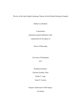 The Lay of the Land: English Landscape Themes in Early Modern Painting in England