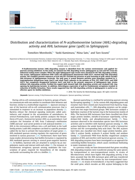 Degrading Activity and AHL Lactonase Gene (Qsds)Insphingopyxis