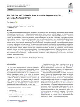The Endplate and Trabecular Bone in Lumbar Degenerative Disc Disease: a Narrative Review