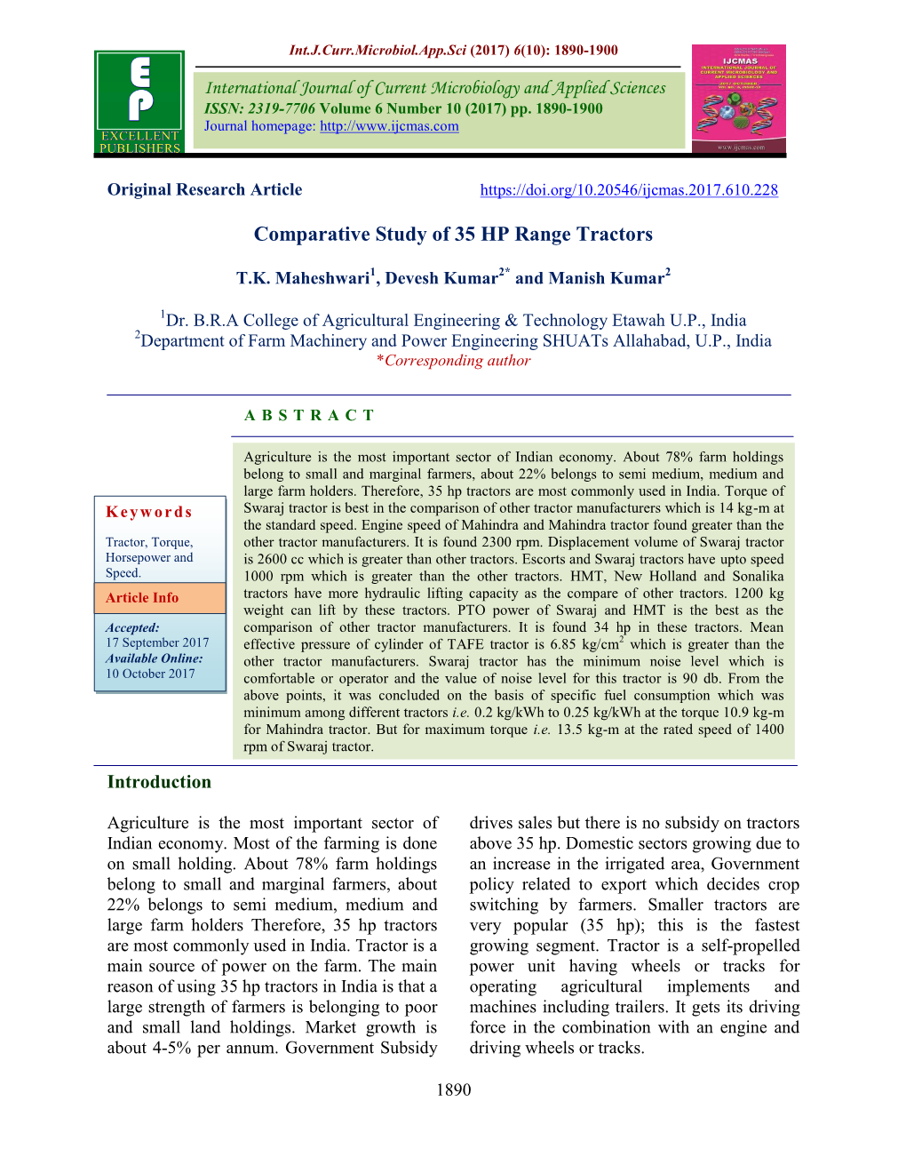 Comparative Study of 35 HP Range Tractors