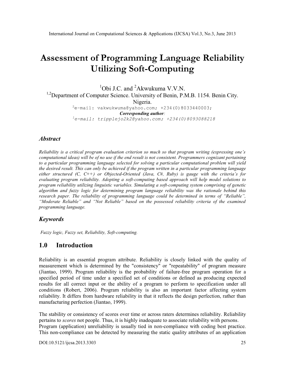 Assessment of Programming Language Reliability Utilizing Soft-Computing