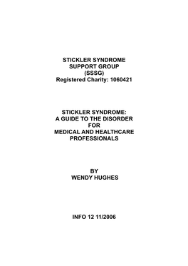 Stickler Syndrome UK