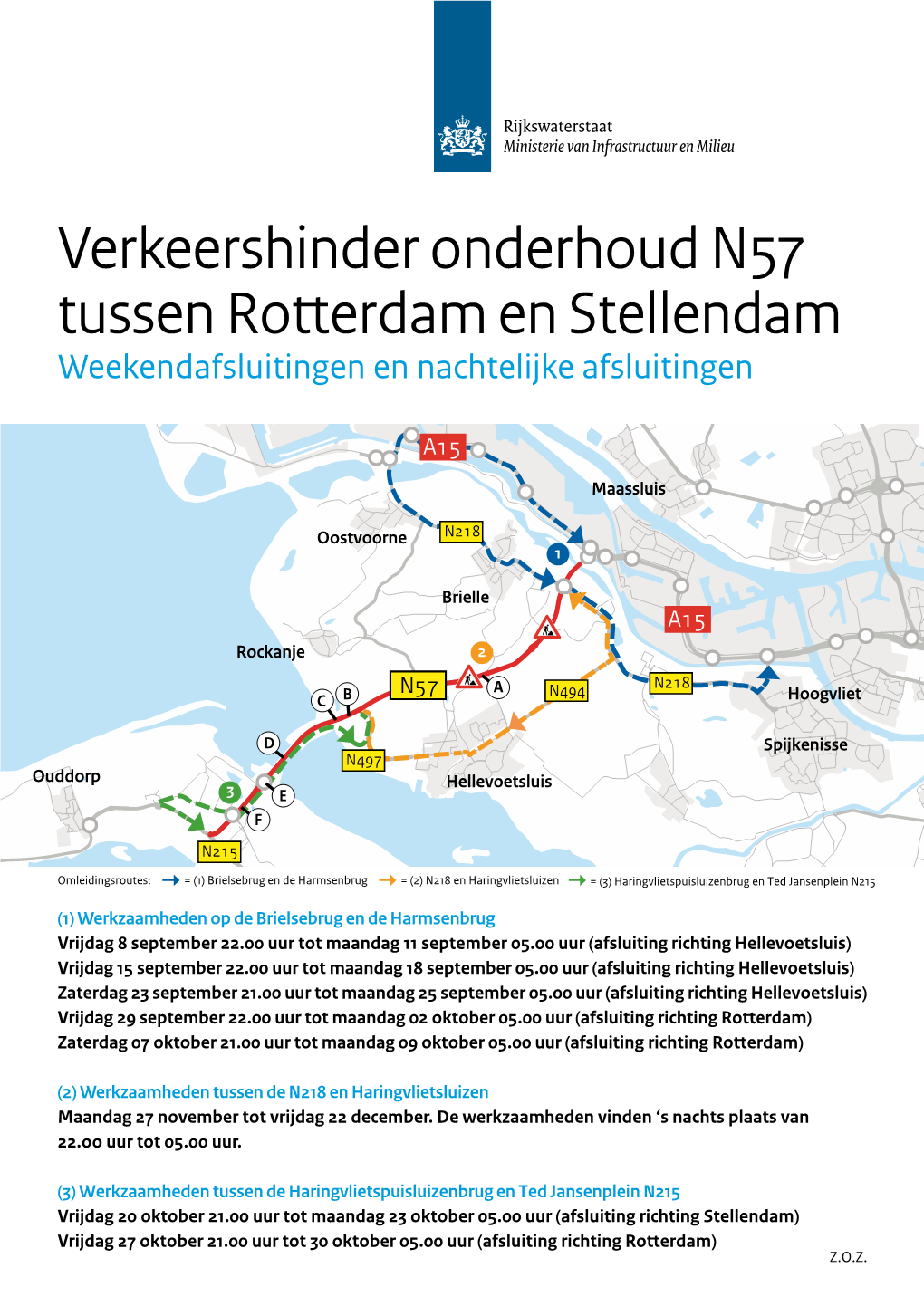 Verkeershinder Onderhoud N57 Tussen Rotterdam En Stellendam Weekendafsluitingen En Nachtelijke Afsluitingen