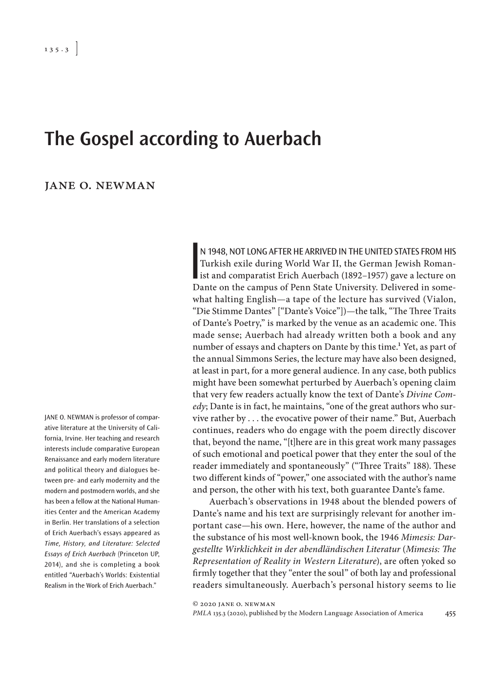 The Gospel According to Auerbach