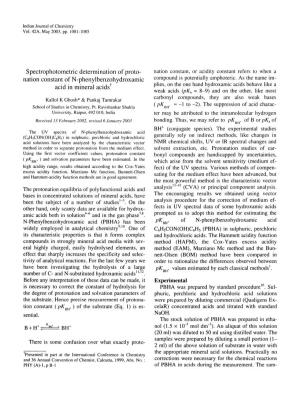 Spectrophotometric Determination of Proto- Nation Constant of N