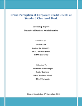 Brand Perception of Corporate Credit Clients of Standard Chartered Bank