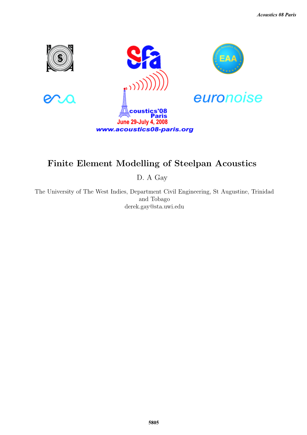 Finite Element Modelling of Steelpan Acoustics D