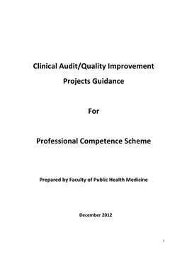 Clinical Audit/Quality Improvement Projects Guidance for Professional