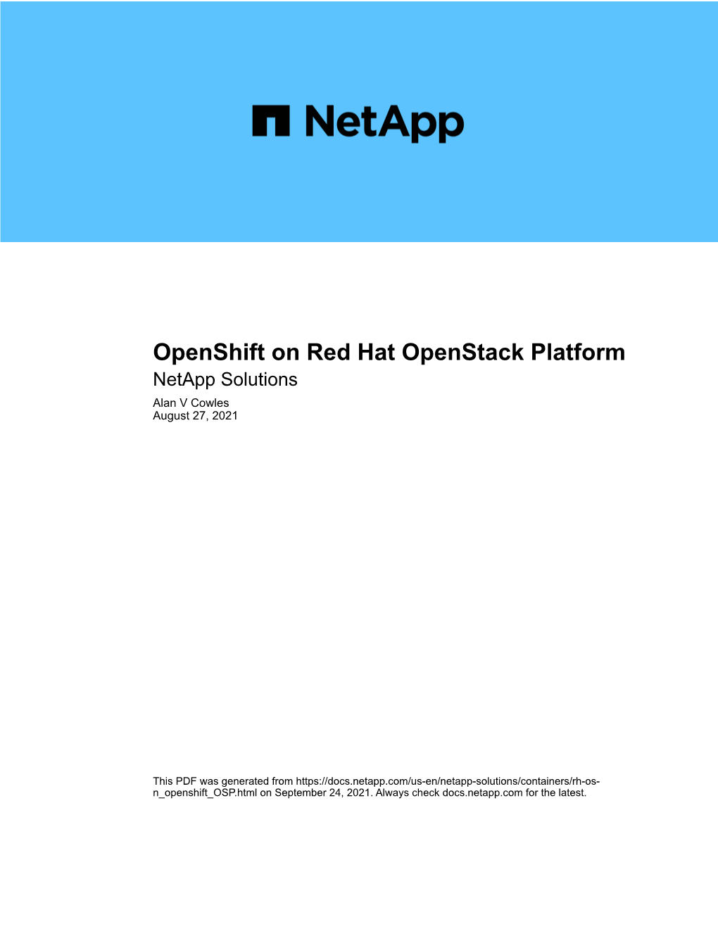 Openshift on Red Hat Openstack Platform: Red Hat Openshift With