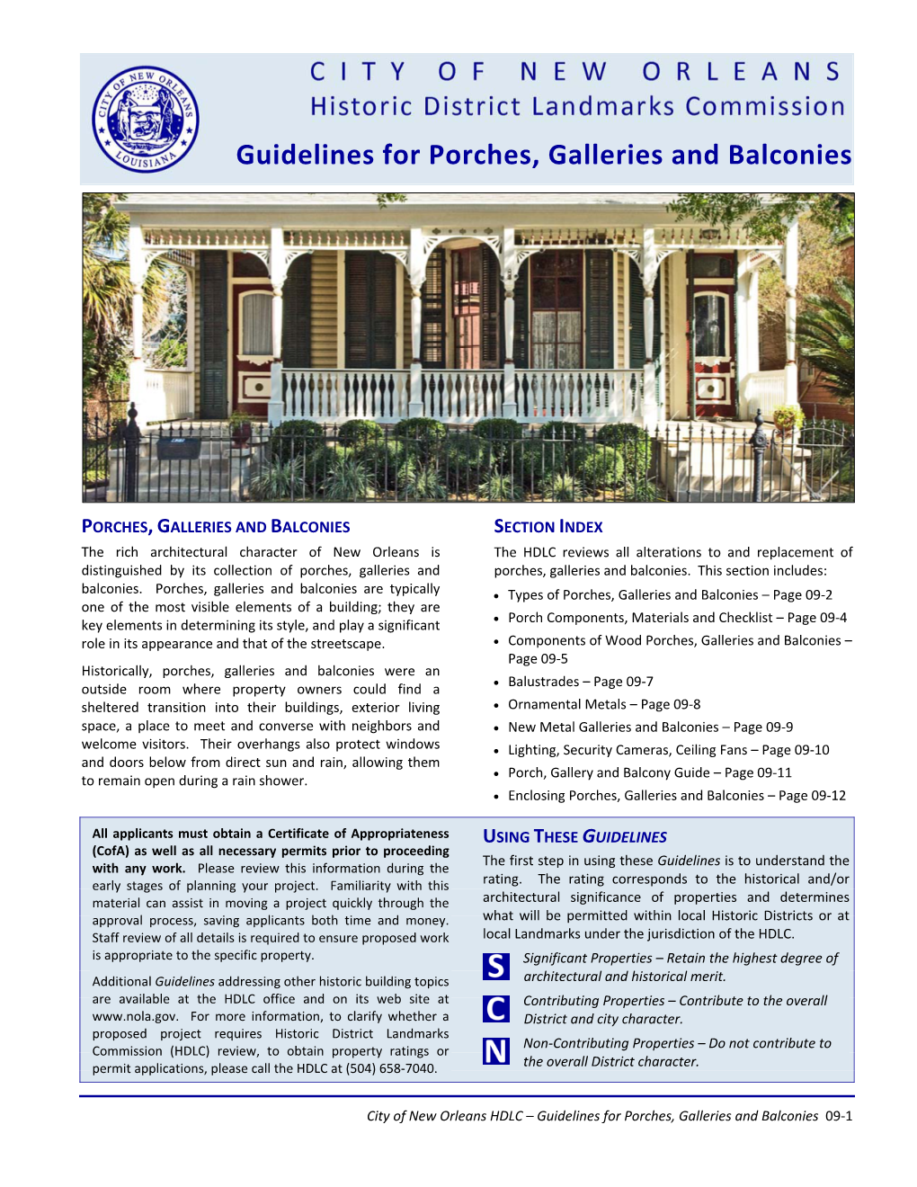 Guidelines for Porches, Galleries and Balconies