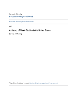 A History of Slavic Studies in the United States