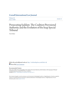 The Coalition Provisional Authority and the Evolution of the Iraqi Special Tribunal Tom Parkert