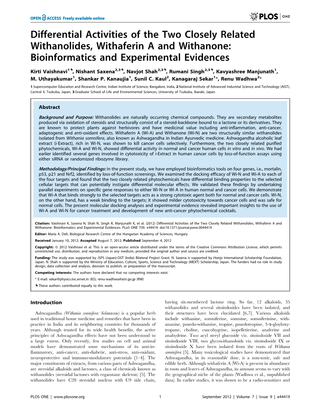 Bioinformatics and Experimental Evidences