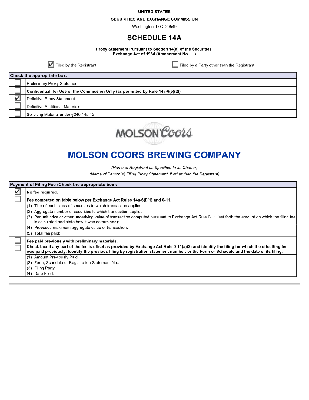 Molson Coors Brewing Company