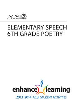Elementary Speech 6Th Grade Poetry
