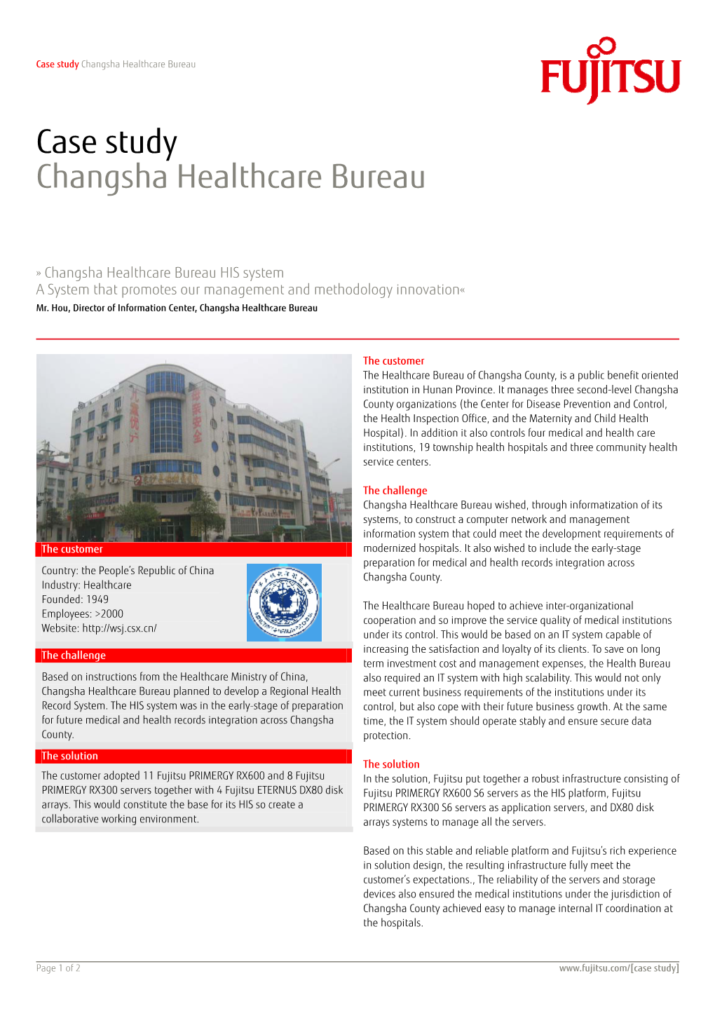 Case Study Changsha Healthcare Bureau