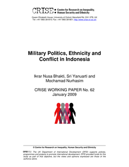 Military Politics, Ethnicity and Conflict in Indonesia