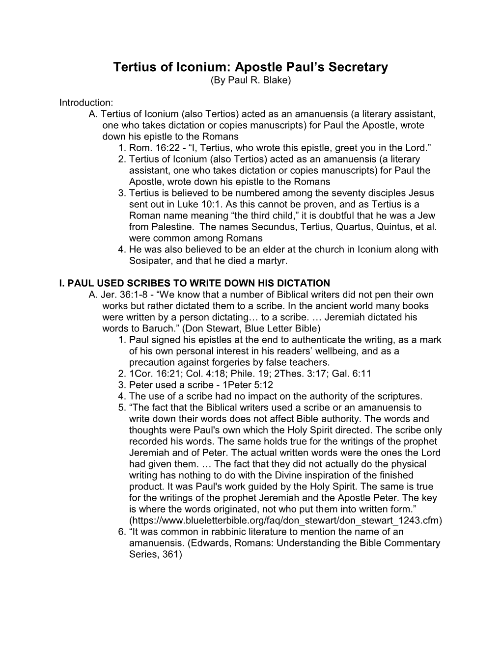 Tertius of Iconium: Apostle Paul's Secretary